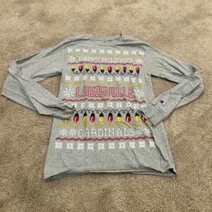Louisville Cardinal Christmas Sweater Pattern Long Sleeve Tshirt Small